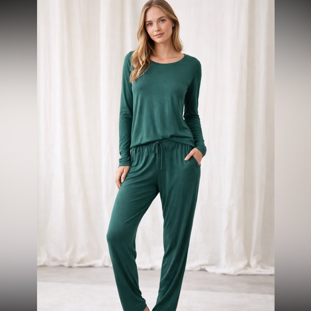 GAP BODY Women's Green Sleepwear Set super soft buttery forest pants long sleeve - Picture 1 of 7